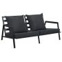 vidaXL Градински 2-местен диван с възглавници, тъмносив, алуминий(SKU:47815