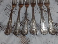 Стари антикварни посребрени прибори вилици 6 бр. маркирани, снимка 2