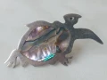 Костенурка Ретро брошка,кралски седеф,абалон,маркирана, снимка 1