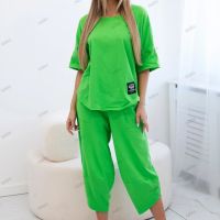 Дамски памучен комплект блуза + панталон, 3цвята , снимка 3 - Комплекти - 45963144
