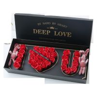 Подаръчна кутия с червени рози с надпис I LOVE YOU - LOVE BUKET RED, снимка 3 - Романтични подаръци - 45335071