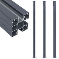 vidaXL Оградни колове, 3 бр, тъмносиви, 185 см, алуминий(SKU:148987, снимка 1 - Огради и мрежи - 45406375