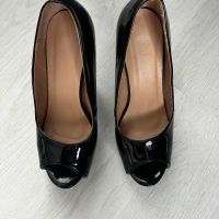 Дамски черни високи обувки на висок ток, 38 номер, снимка 2 - Дамски обувки на ток - 45567302