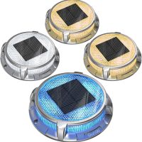 Quntis Solar Deck Lights 4 броя, 3 цвята соларни земни лампи IP68 Водоустойчиви външни градински, снимка 1 - Соларни лампи - 45436390