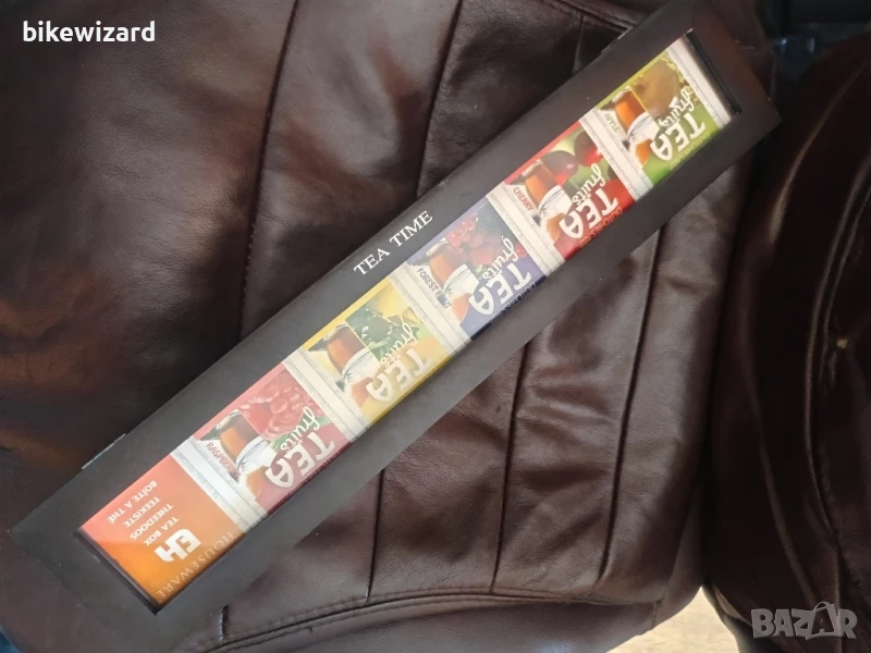 Дървена кутия за чай 43 см на 9 см. с 6 отделения НОВА ЧЕТЕТЕ ОПИСАНИЕТО, снимка 1