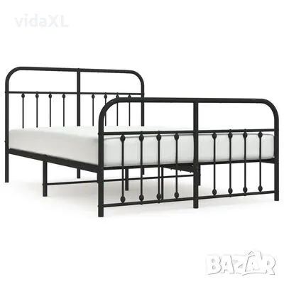 vidaXL Метална рамка за легло с горна и долна табла, черна, 140x190 см（SKU:352596）, снимка 1