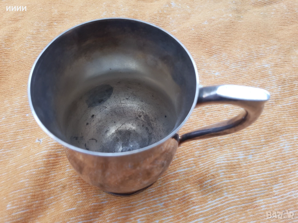 Посребрена чаша тежка халба, снимка 1