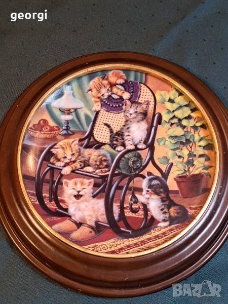декоративна порцеланова чиния за стена с котки Kahla 27/3, снимка 1