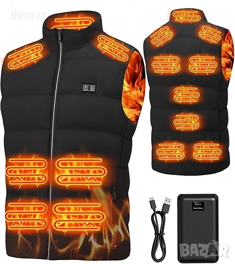 MXYKJO Електрическа отопляема жилетка за мъже, 3 нива, 15 зони, 7.4V 16000mah батерия, снимка 1