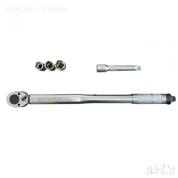 Динамометричен ключ 1/2″ 28 – 210 Nm + комплект вложки (17, 19, 21 мм) + удължител 125 мм HAWEK, снимка 1