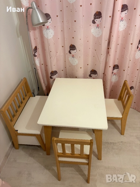 Маса с 2 столчета и пейка, снимка 1