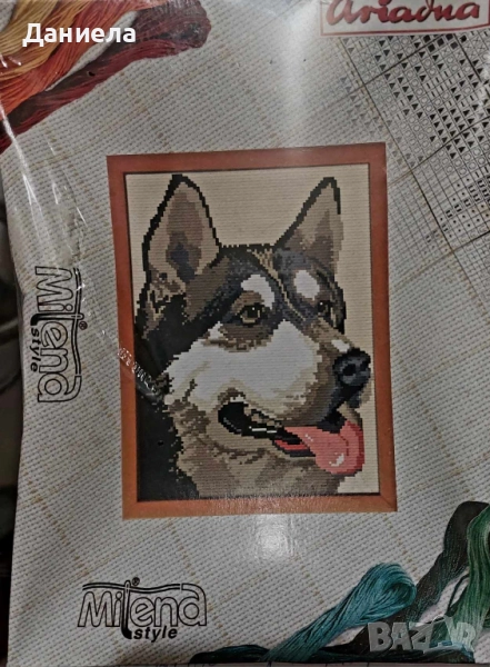 Гоблени за ушиване - Сиво Хъски,Пролетен букет и Велкденско яйце, снимка 1