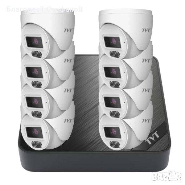 Видеонаблюдение от TVT включва 8 броя Висококачествени IP POE видеокамери, снимка 1