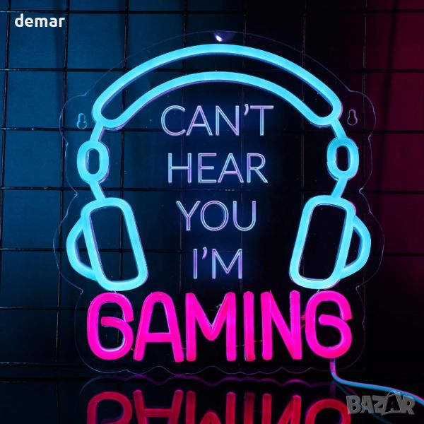 YuanDian LED Неонов знак - Can't Hear You I'm Gaming, снимка 1