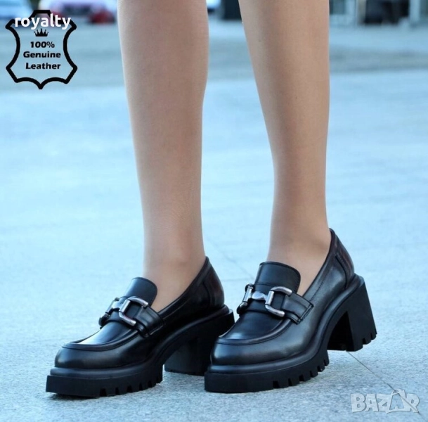 Обувки на ток - черна ЕСТЕСТВЕНА кожа, снимка 1