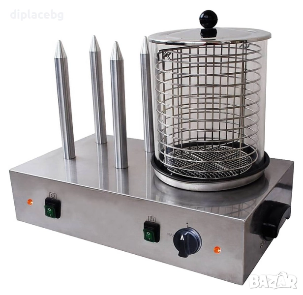 Хот дог машина с 4 шиша и стъклена вана професионална., снимка 1