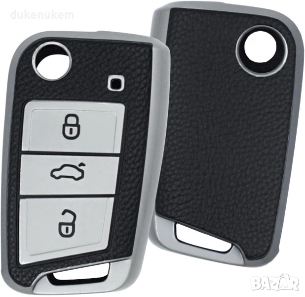 Калъф за автомобилен ключ зА VW Golf 7, Mk7, Polo, Touareg, Skoda Octavia 3, Seat Leon, 3 бутона, снимка 1