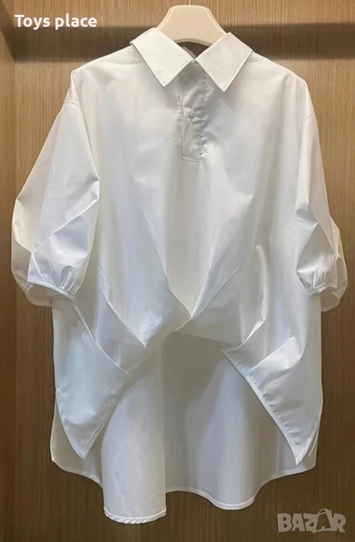 XL Нова бяла асиметрична риза, снимка 1