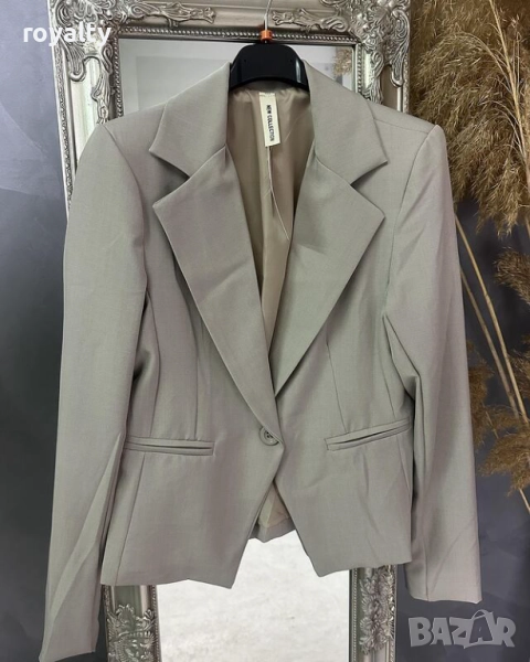 Вталено Сиво Дамско Сако, снимка 1