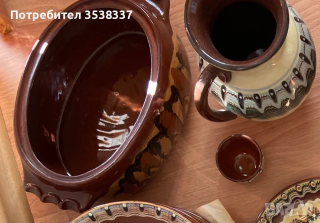 Троянска керамика кана за вино/ вода + чашка за ракия , снимка 4 - Други - 44853943