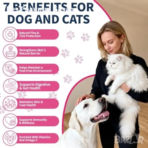 Нови Натурални капки против бълхи за кучета и котки с Омега-3 вкус бекон, снимка 3 - За котки - 52815891