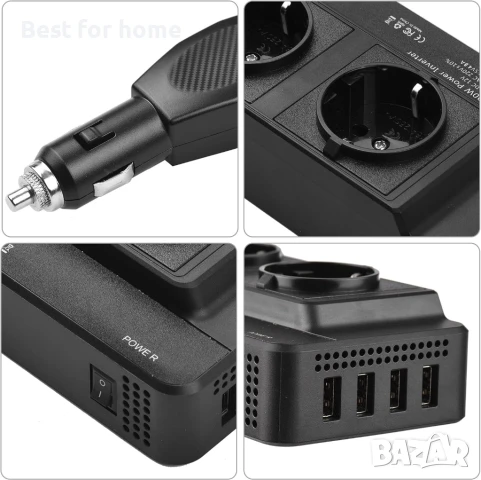 Cankypu 200W автомобилен инвертор към AC 220V конвертор с 2 контакта, 4 USB порта,, снимка 6 - Други инструменти - 50905980