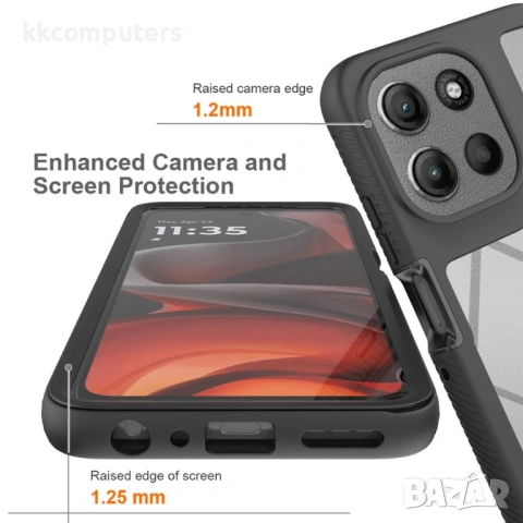 Прозрачен Калъф за Motorola Moto G56 5G - PC + TPU, Подсилени ъгли, 1.25mm Повдигнат Ръб, Вкл. PET П, снимка 7 - Калъфи, кейсове - 53510344