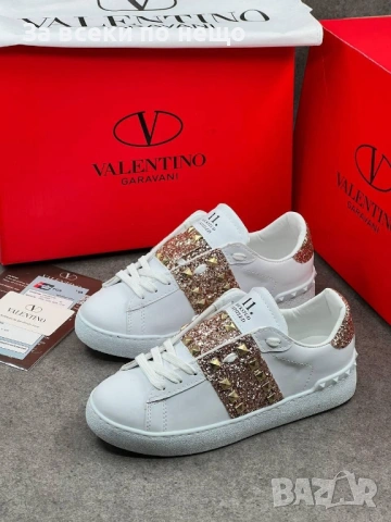Valentino Дамски Бели Маратонки С Кристали👟Дамски Спортни Обувки С Камъни В Бял Цвят Код E1329, снимка 5 - Маратонки - 54148599