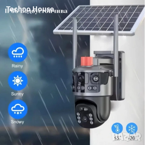 Соларна Wi-fi камера с панорамен изглед 12 MP, IP65, 8W Соларен Панел, снимка 2 - Комплекти за видеонаблюдение - 54279188