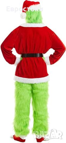 Kосмат костюм на Гринч [6 в 1] Идеален за коледни празници. L – XL. Зелен, снимка 7 - Костюми - 45334484