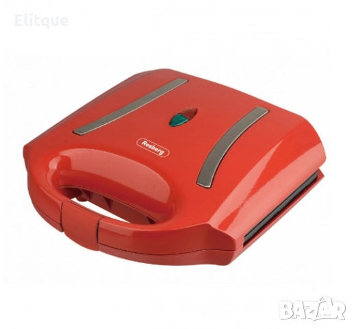 Тостер-сандвич Rosberg 750W, Грил незалепващи плочи, Бял/Червен/Черен, снимка 4 - Друга електроника - 52889140