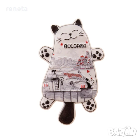 Магнитна фигурка, Коте, Керамична, 9х5 см, снимка 1