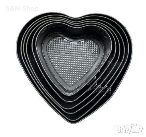 Комплект от 6бр метални форми сърце за торта, снимка 1 - Прибори за хранене, готвене и сервиране - 46333324