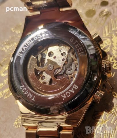 Winner Gold CH0112 Луксозен мъжки автоматичен механичен часовник с метална верижка, снимка 2 - Мъжки - 45794108