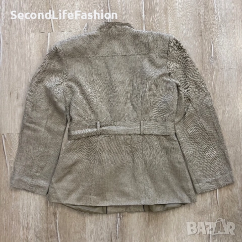 Дамско сако Calvin Klein блейзър ленен сив с колан и дълъг ръкав , снимка 8 - Сака - 53412785