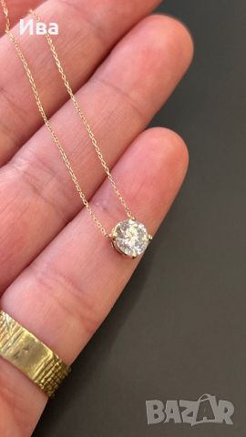 Колие с диамант - злато 14К / 1 carat, снимка 9 - Колиета, медальони, синджири - 45974147