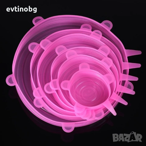 Комплект от 6 броя разтягащи се силиконови капаци, снимка 5 - Аксесоари за кухня - 53872710