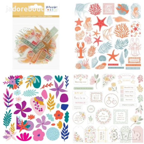 Изрязани ацетатни/ велум елементи за декорация скрапбук картички албуми - различни видове