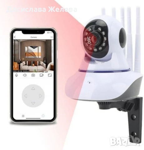 Домашна Wi-Fi камера за видеонаблюдение с 5 антени – 2MP HD 1080P, снимка 3 - IP камери - 50980449