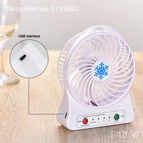 Преносим мини вентилатор за дом или офис, с USB Зареждане, снимка 9 - Други - 50879754