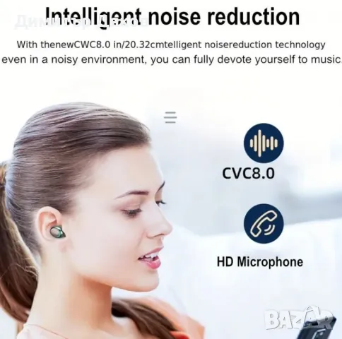 Bезжични bluetooth слушалки TWS – 9D Стерео спортни слушалки с кутия за зареждане и микрофон BTH-F9-, снимка 3 - Bluetooth слушалки - 47150047