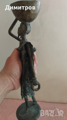 Старинна африканска скулптура статуетка, снимка 2 - Колекции - 53831216