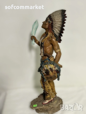 Декоративна статуетка на индиански вожд, снимка 7 - Декорация за дома - 53889952