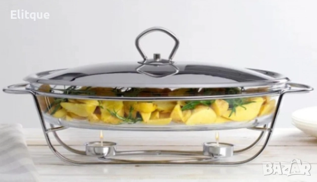 Съд за затопляне Bohmann, 3л. правоъгълен, 2свещи, Стоманен капак, Стъкло, Инокс, снимка 7 - Други - 52448635