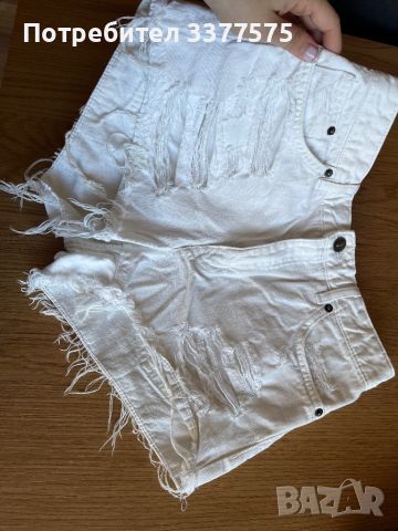 Бели къси дънки H&M, снимка 3 - Къси панталони и бермуди - 45180205