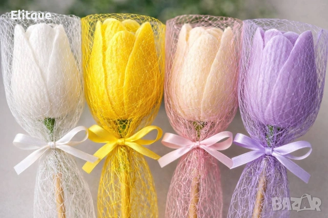 ръчно изработени сапунени лалета , снимка 2 - Декорация за дома - 53193935