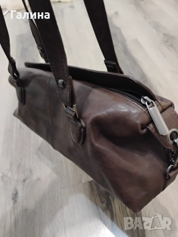 Кафява чанта от естествена кожа. , снимка 2 - Чанти - 52513558