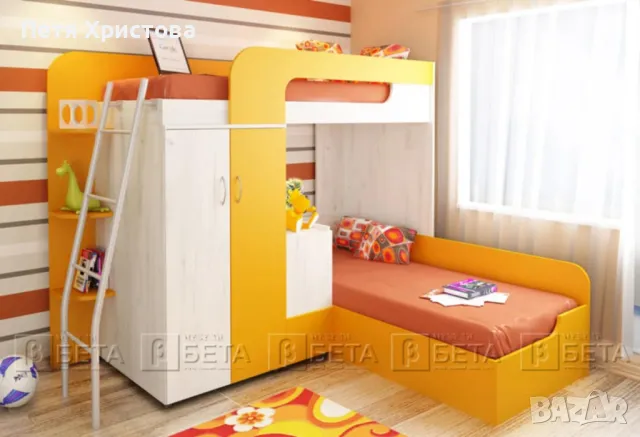 Продавам двуетажно легло за детска стая с два матрака размер 82/190