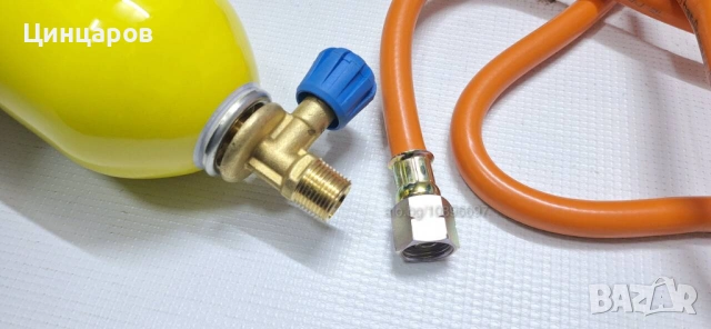 Горелка с палец, флакон мап газ, маркуч дължина 1.5м, регулатор флакон газ мап.Произход Германия, снимка 2 - Други машини и части - 53443922