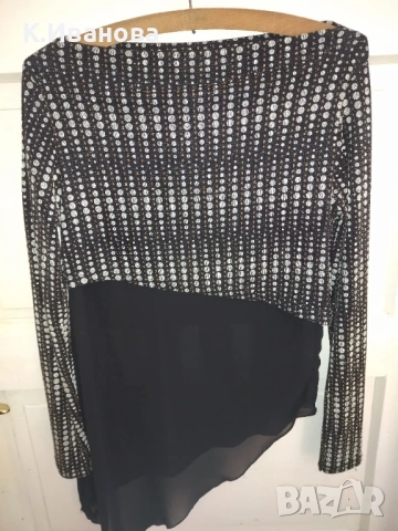 Блуза с блестящи нишки и тюл. , снимка 3 - Блузи с дълъг ръкав и пуловери - 53339435